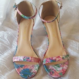 Floral Print Women's Ankle Strap Sandles